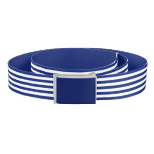 Horizontal Nautical Navy Blue Stripes Print Belt