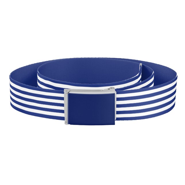 Horizontal Nautical Navy Blue Stripes Print Belt (Coil)
