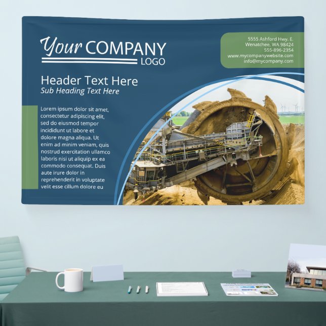 Horizontal Navy Blue, Sage Green Wall Logo Banner (Tradeshow)