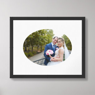 Horizontal Oval Shape Wedding Photo Framed Art