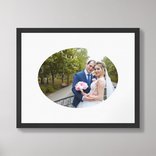 Horizontal Oval Shape Wedding Photo Framed Art (Framed Front)