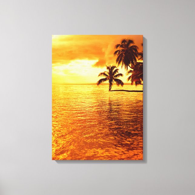 Horizontal palm tree sunset canvas print (Front)