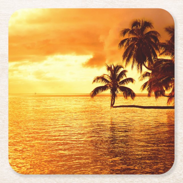 Horizontal palm tree sunset coaster (Front)