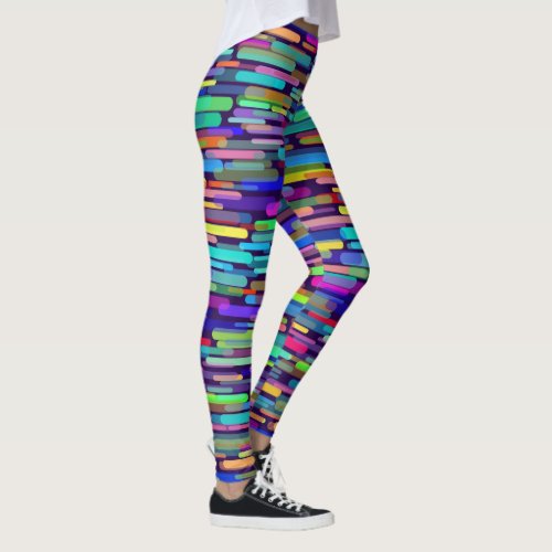 Horizontal Pattern Teal Violet Yellow sz 0 to 18 Leggings