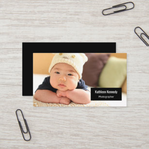 Horizontal Photo Baby Photographer Modern Minimal Business Card
