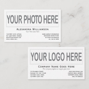 Horizontal Photo Logo Template Double-Sided White Business Card