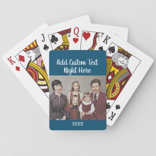 Horizontal Photo with Script Family Text and Year Playing Cards