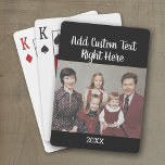 Horizontal Photo  with Script Family Text and Year Poker Cards<br><div class="desc">Black Background with a photo and a handwriting script text A fun way to capture memories and share them with friends. Add a horizontal photo and your favorite caption to make a cool gift for friends. For best results, use a horizontal landscape photo. To change the background color, click to...</div>