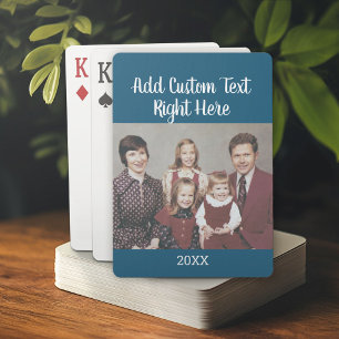 Horizontal Photo with Script Family Text and Year Poker Cards