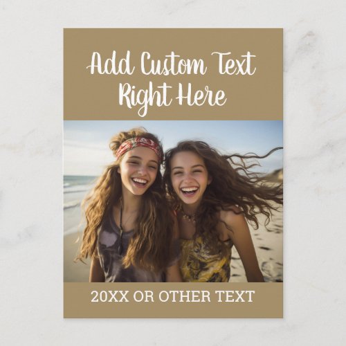 Horizontal Photo with Script Text and Year Postcard