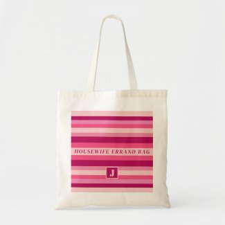 Horizontal Pink Stripes Housewife Errand Tote Bag