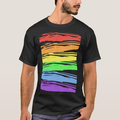 Horizontal Rainbow Gay Pride Stripes T_Shirt