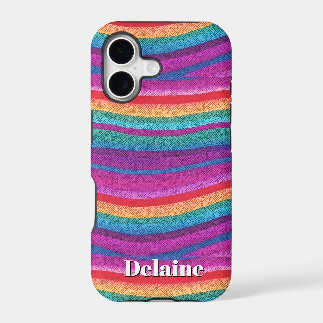 Horizontal Rainbow Stripes Case-Mate iPhone Case (Back)