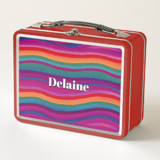 Horizontal Rainbow Stripes Metal Lunch Box