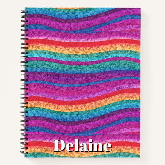Horizontal Rainbow Stripes Notebook (Front)