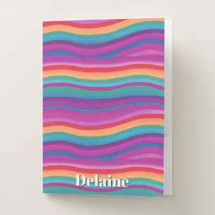 Horizontal Rainbow Stripes Pocket Folder