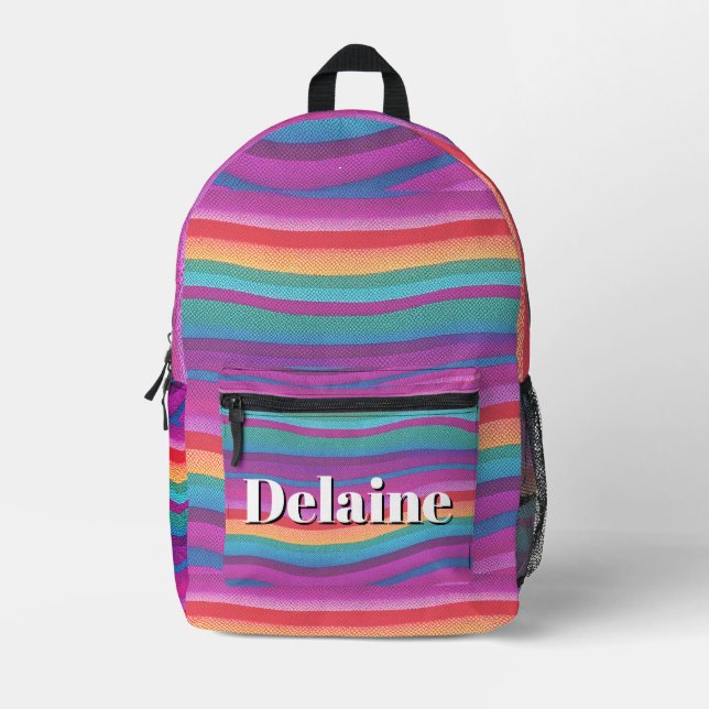 Horizontal Rainbow Stripes Printed Backpack (Front)