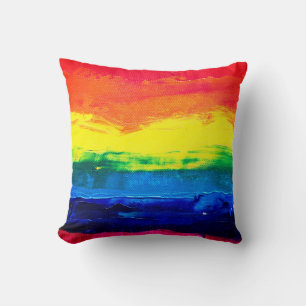 Horizontal Rainbow Throw Pillow