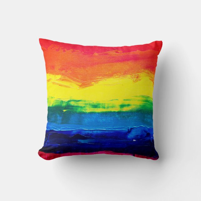 Horizontal Rainbow  Throw Pillow (Front)