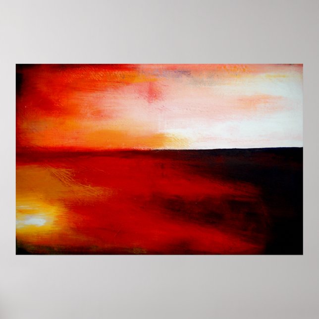 Horizontal Red Abstract Rectangle Art Print Poster (Front)
