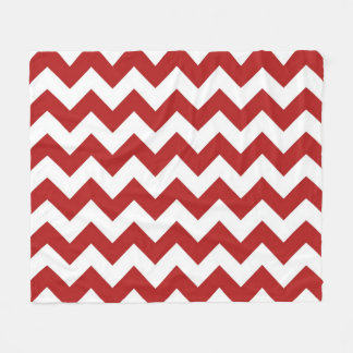Horizontal Red and White Zigzag Fleece Blanket