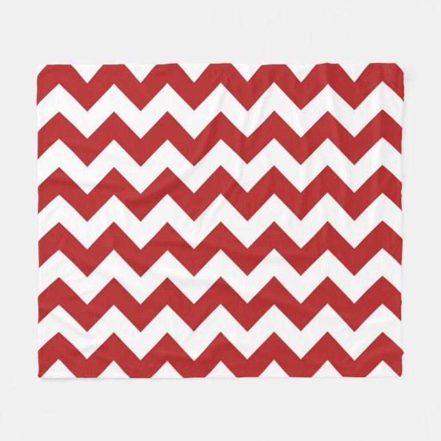Horizontal Red and White Zigzag Fleece Blanket (Front (Horizontal))