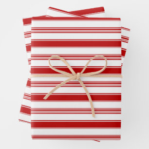 Horizontal Red & White Stripes (large scale) Wrapping Paper Sheets