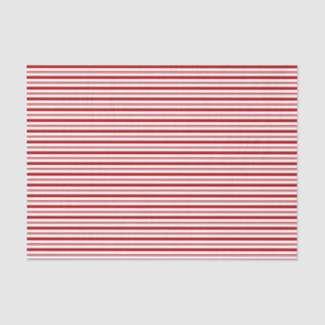 Horizontal Red & White Stripes (small scale) Tissue Paper (Front)