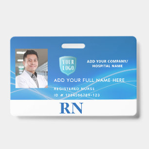 Horizontal Registered Nurse,LPN Photo ID with Logo Badge
