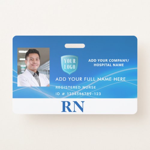 Horizontal Registered NurseLPN Photo ID with Logo Badge