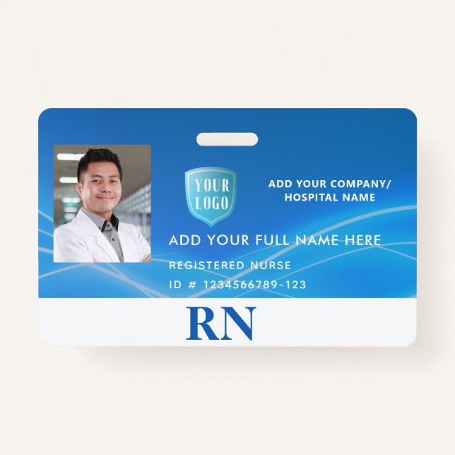 Horizontal Registered Nurse,LPN Photo ID with Logo Badge (Front)