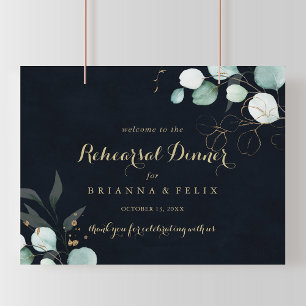 Horizontal Rehearsal Dinner Welcome Blue Sign