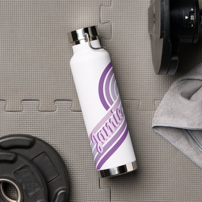 Horizontal  Retro Personalized Name Water Bottle (Gym)