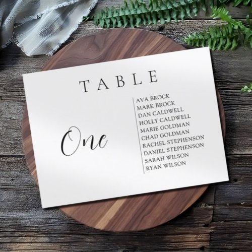 Horizontal Script Text Table Number Seating Chart