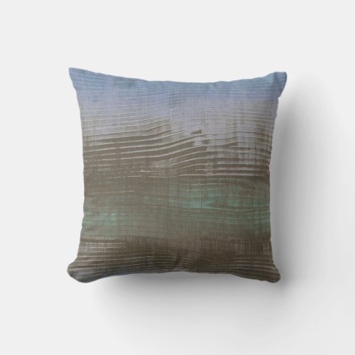 Horizontal sketch gradient brush blue brown throw pillow