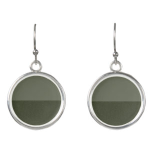 Horizontal Split Moss Green Circle Earrings Custom