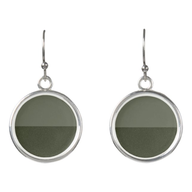 Horizontal Split Moss Green Circle Earrings Custom (Front)