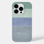 Horizontal Stripe Green, Blue &amp; Grey Personalized Case-Mate iPhone 14 Pro Case