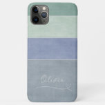 Horizontal Stripe Green, Blue &amp; Grey Personalized iPhone 11 Pro Max Case