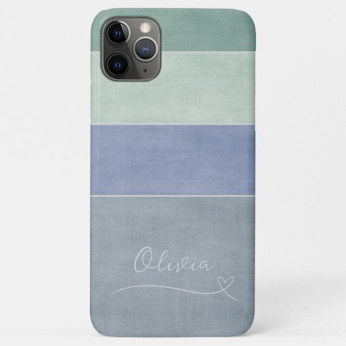 Horizontal Stripe Green Blue  Grey Personalized iPhone 11 Pro Max Case