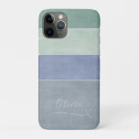 Horizontal Stripe Green, Blue &amp; Grey Personalized iPhone 11 Pro Case