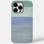 Horizontal Stripe Green, Blue &amp; Grey Personalized Case-Mate iPhone 14 Pro Max Case