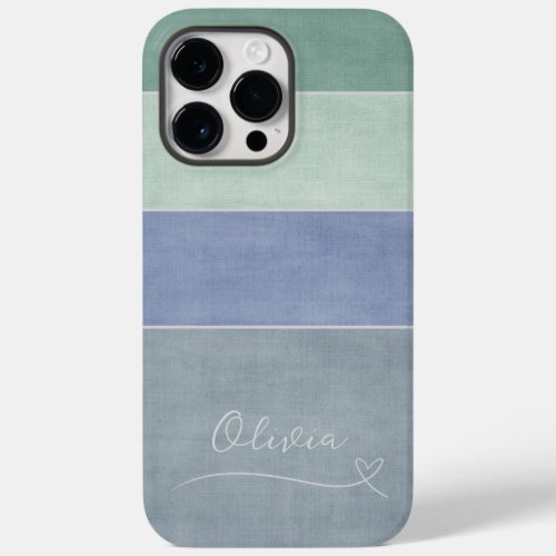 Horizontal Stripe Green Blue  Grey Personalized Case_Mate iPhone 14 Pro Max Case