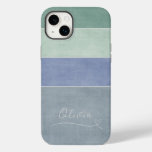 Horizontal Stripe Green, Blue &amp; Grey Personalized Case-Mate iPhone 14 Plus Case