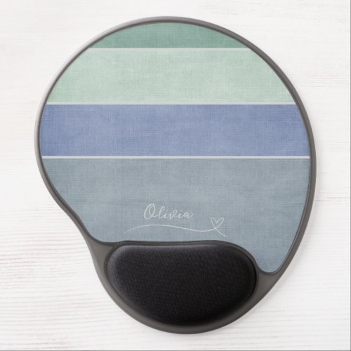 Horizontal Stripe Green Blue  Grey Personalized Gel Mouse Pad
