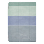 Horizontal Stripe Green, Blue &amp; Grey Personalized iPad Pro Cover