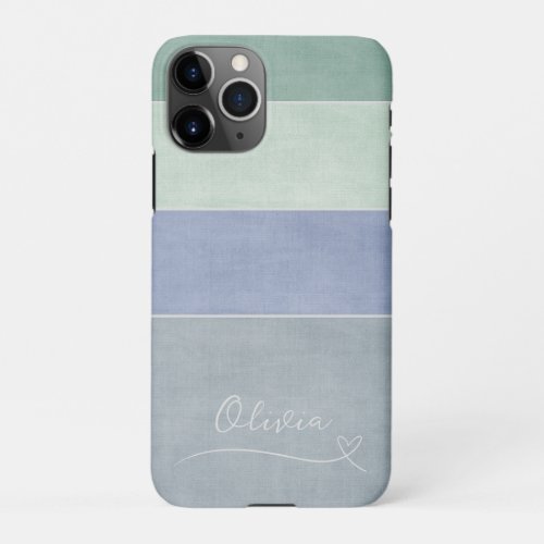 Horizontal Stripe Green Blue  Grey Personalized iPhone 11Pro Case