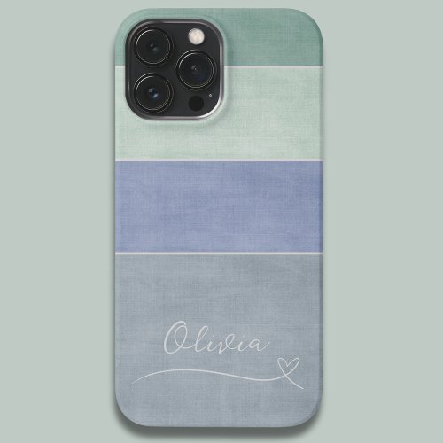 Horizontal Stripe Green Blue  Grey Personalized iPhone 13 Pro Max Case