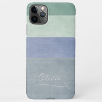 Horizontal Stripe Green, Blue & Grey Personalized iPhone 11Pro Max Case