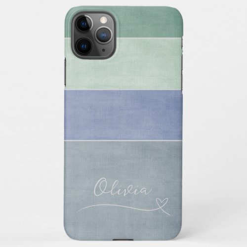 Horizontal Stripe Green Blue  Grey Personalized iPhone 11Pro Max Case